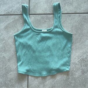 DESTINED Teal Square Neck Ribbed Tank Top Size M
